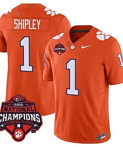 Will Shipley Jersey #1 Clemson Tigers Vapor Limited Champions Patch College Football Stitched Orange
