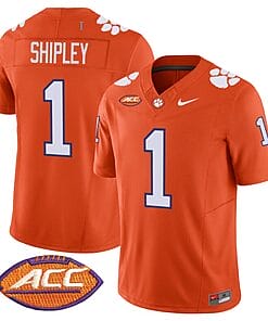 Will Shipley Jersey #1 Clemson Tigers Vapor Limited Acc Patch College Football Stitched Orange