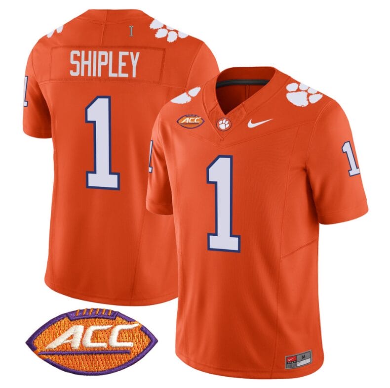 Will Shipley Jersey #1 Clemson Tigers Vapor Limited Acc Patch College Football Stitched Orange
