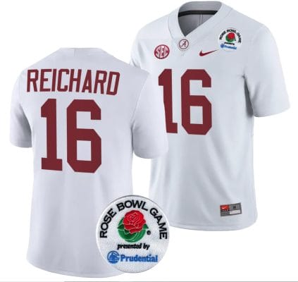 Will Reichard Jersey #16 Alabama Crimson Tide Rose Bowl Game 2024 Patch College Football Playoff White