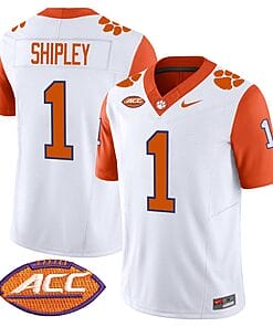 Will Shipley Jersey #1 Clemson Tigers Vapor Limited Acc Patch College Football Stitched Orange Sleeves