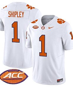 Will Shipley Jersey #1 Clemson Tigers Vapor Limited Acc Patch College Football Stitched White