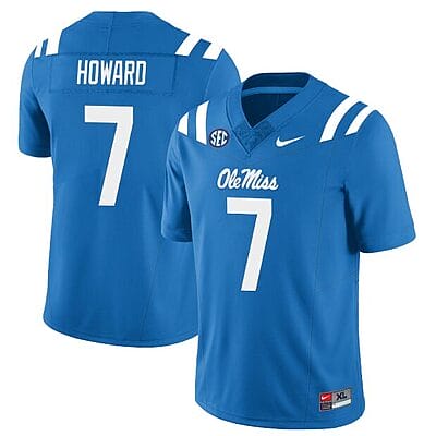 Walker Howard Jersey #7 Ole Miss Rebels Football All Stitched Blue