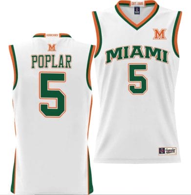 Wooga Poplar Jersey #5 Miami Hurricanes NIL College Basketball Lightweight White