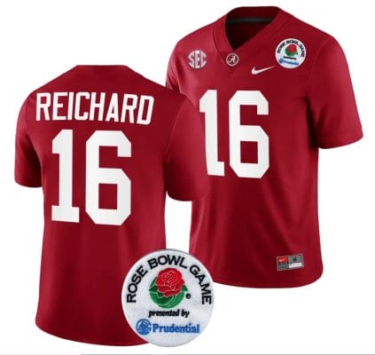 Will Reichard Jersey #16 Alabama Crimson Tide Rose Bowl Game 2024 Patch College Football Playoff Crimson