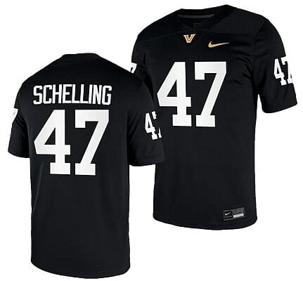 Wesley Schelling Jersey #47 Vanderbilt Commodores College NIL Football Black