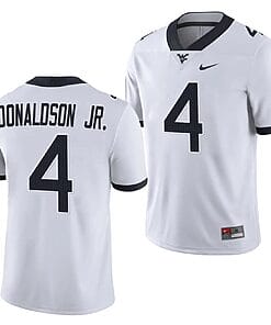 West Virginia Mountaineers CJ Donaldson Jr Jersey #4 College Football 2023 Game White