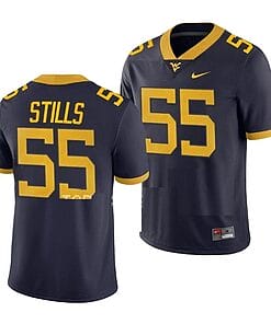 West Virginia Mountaineers Dante Stills Jersey #55 College Football Navy Game Uniform