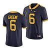 West Virginia Mountaineers Garrett Greene Jersey #6 College Football Navy Game Uniform