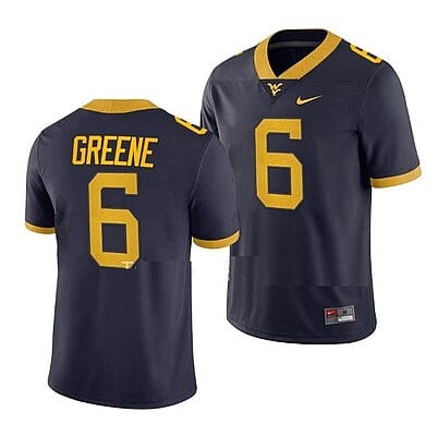 West Virginia Mountaineers Garrett Greene Jersey #6 College Football Navy Game Uniform