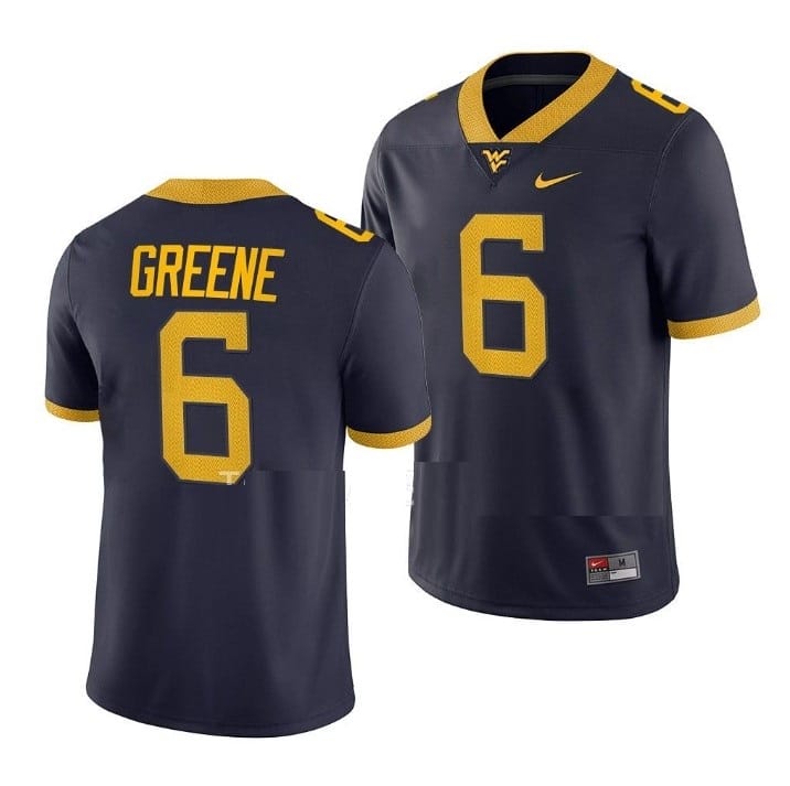West Virginia Mountaineers Garrett Greene Jersey #6 College Football Navy Game Uniform