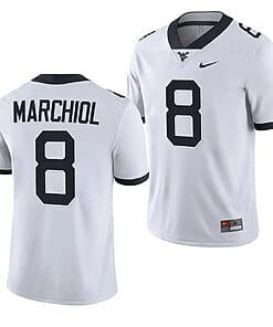 West Virginia Mountaineers Nicco Marchiol Jersey #8 College Football 2023 Game White