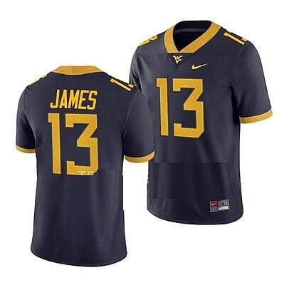 West Virginia Mountaineers Sam James Jersey #13 College Football Navy Game Uniform