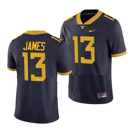 West Virginia Mountaineers Sam James Jersey #13 College Football Navy Game Uniform