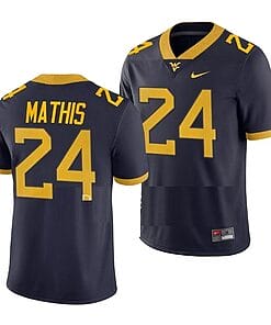 West Virginia Mountaineers Tony Mathis Jersey #24 College Football Navy Game Uniform