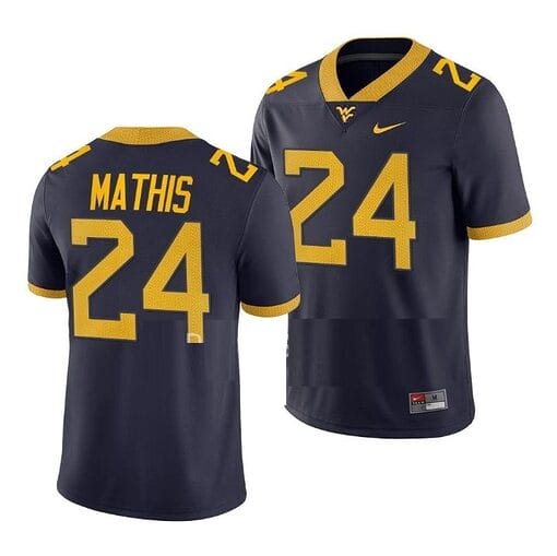 West Virginia Mountaineers Tony Mathis Jersey #24 College Football Navy Game Uniform