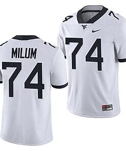 West Virginia Mountaineers Wyatt Milum Jersey #74 College Football 2023 Game White