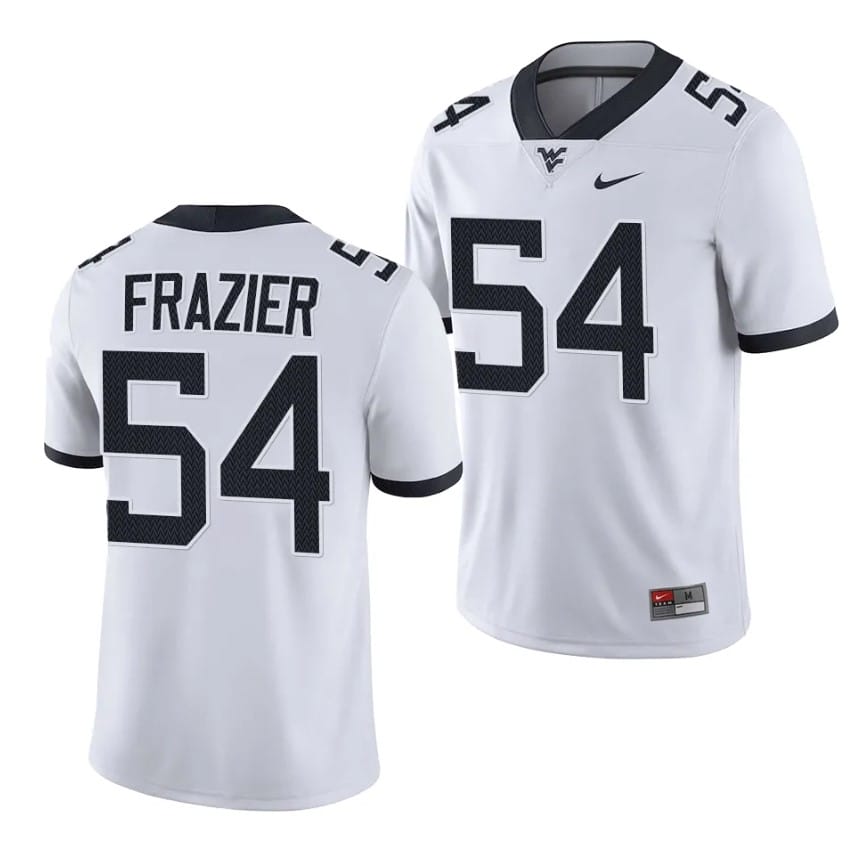 West Virginia Mountaineers Zach Frazier Jersey #54 College Football 2023 Game White