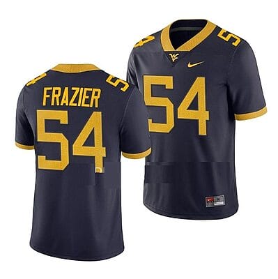 West Virginia Mountaineers Zach Frazier Jersey #54 College Football Navy Game Uniform
