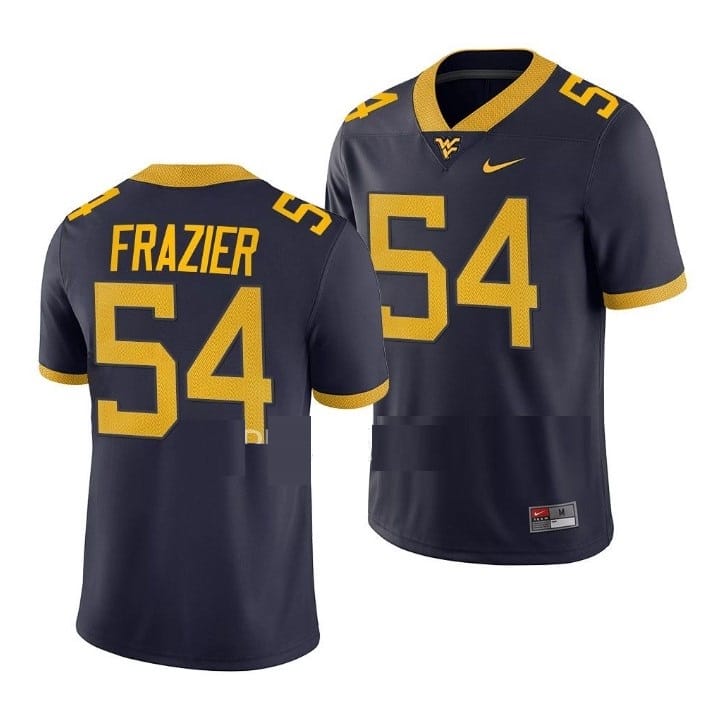West Virginia Mountaineers Zach Frazier Jersey #54 College Football Navy Game Uniform