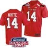 Xavier White Jersey #14 Texas Tech Red Raiders Independence Bowl Patch Football 2023 Red