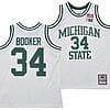 Xavier Booker Jersey #34 Michigan State Spartans 125th Basketball Anniversary 1990 Throwback White