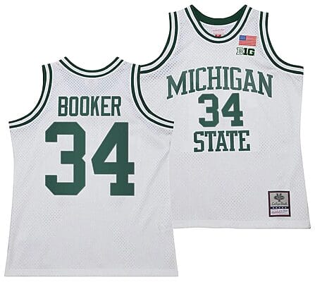 Xavier Booker Jersey #34 Michigan State Spartans 125th Basketball Anniversary 1990 Throwback White
