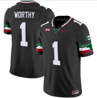 Xavier Worthy Jersey #1 Texas Longhorns Mexico Vapor College Football Black