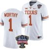 Xavier Worthy Jersey #1 Texas Longhorns Allstate Sugar Bowl Patch 2024 College Football White