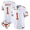 Xavier Worthy Jersey #1 Texas Longhorn Vapor Limited College Football White