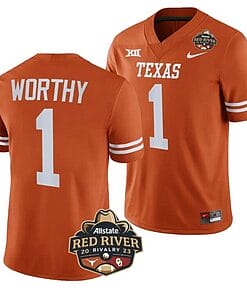Xavier Worthy Jersey #1 Texas Longhorn Allstate Red River Vivalry Patch College Football Orange