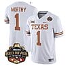Xavier Worthy Jersey #1 Texas Longhorn Allstate Red River Vivalry Patch College Football White