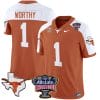 Xavier Worthy Jersey #1 Texas Longhorns Sugar Bowl Patch Vapor Football Orange Alternate