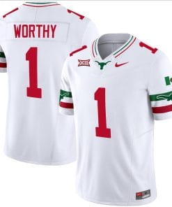 Xavier Worthy Jersey #1 Texas Longhorns Mexico Vapor College Football White