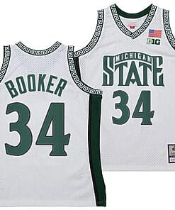 Xavier Booker Jersey #34 Michigan State Spartans 125th Basketball Anniversary 1999 Throwback White