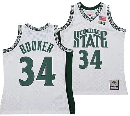 Xavier Booker Jersey #34 Michigan State Spartans 125th Basketball Anniversary 1999 Throwback White