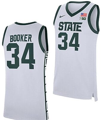 Xavier Booker Jersey #34 Michigan State Spartans Replica Basketball 2023-24 White