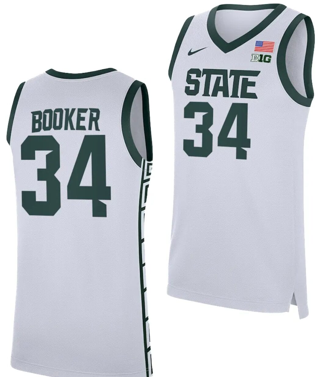 Xavier Booker Jersey #34 Michigan State Spartans Replica Basketball 2023-24 White