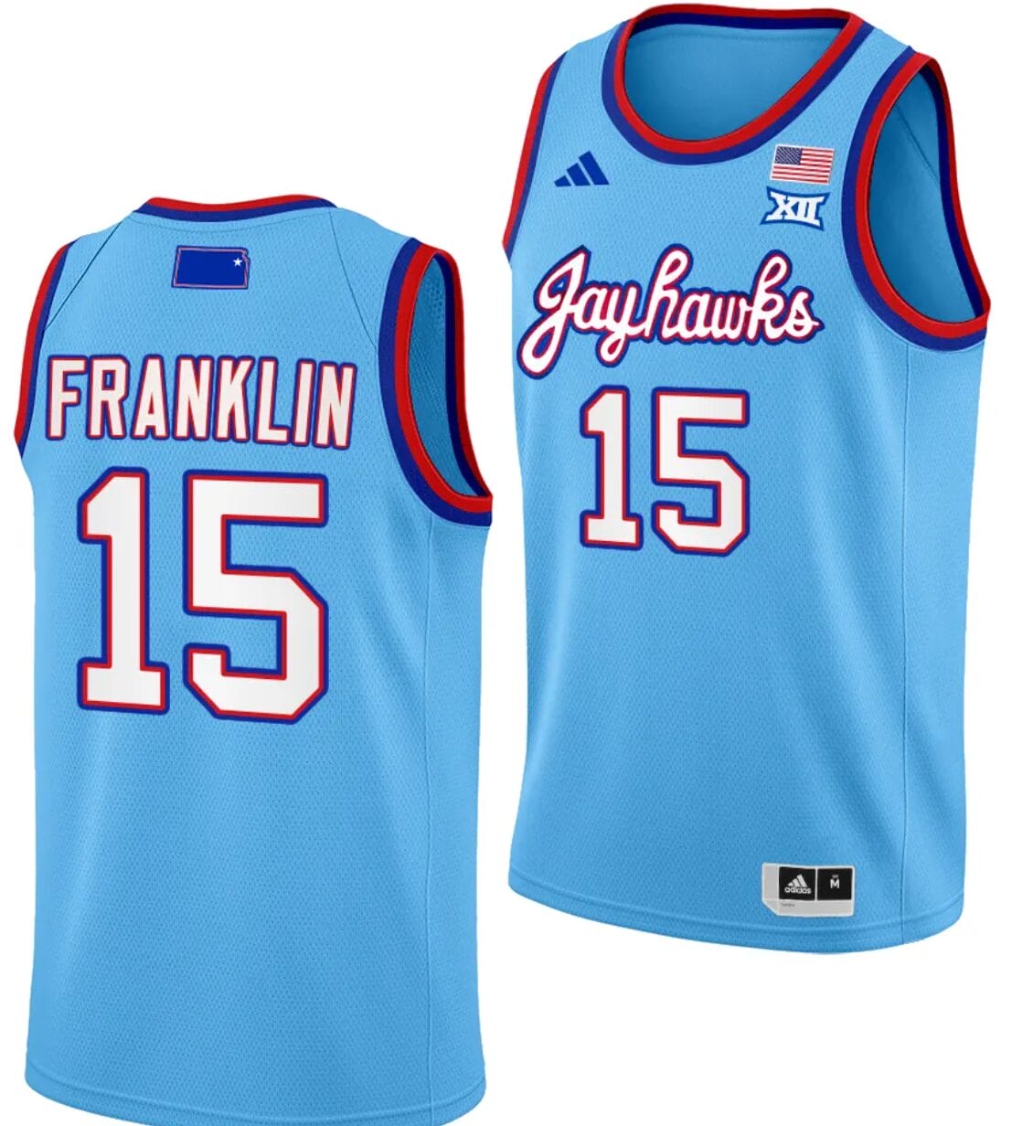 Zakiyah Franklin Jersey #15 Kansas Jayhawks Basketball DRIP Alternate 2023-24 Baby Blue