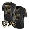 Colorado Buffaloes Xavier Weaver Jersey #10 Vapor Gold Limited All Stitched Black Gold