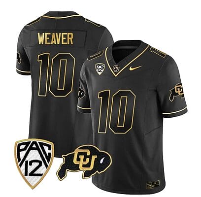 Colorado Buffaloes Xavier Weaver Jersey #10 Vapor Gold Limited All Stitched Black Gold