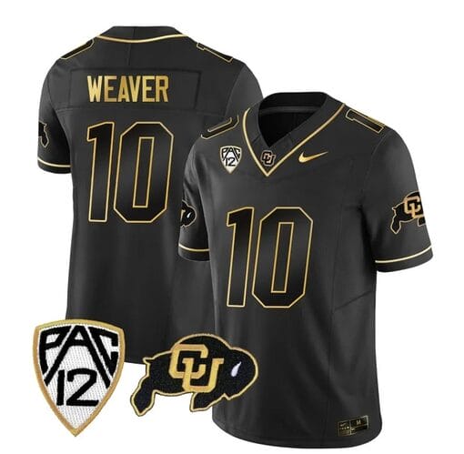 Colorado Buffaloes Xavier Weaver Jersey #10 Vapor Gold Limited All Stitched Black Gold