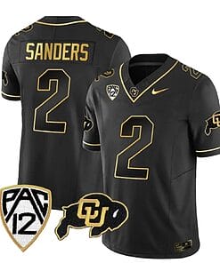 Colorado Buffaloes Shedeur Sanders Jersey #2 Vapor Gold Limited All Stitched Black Gold