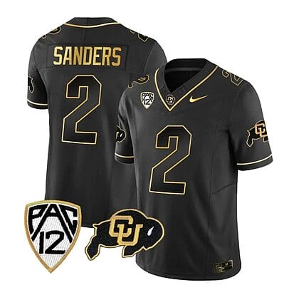 Colorado Buffaloes Shedeur Sanders Jersey #2 Vapor Gold Limited All Stitched Black Gold