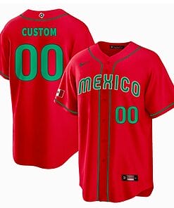 Custom Mexico Baseball Jersey 2023 World Cool Base All Stitched Red