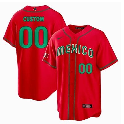 Custom Mexico Baseball Jersey 2023 World Cool Base All Stitched Red