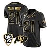 Colorado Buffaloes Coach Pride Jersey #21 Vapor Gold Limited All Stitched Black Gold