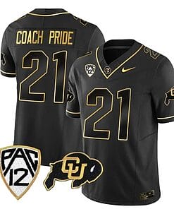 Colorado Buffaloes Coach Pride Jersey #21 Vapor Gold Limited All Stitched Black Gold