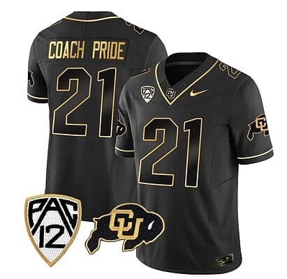 Colorado Buffaloes Coach Pride Jersey #21 Vapor Gold Limited All Stitched Black Gold