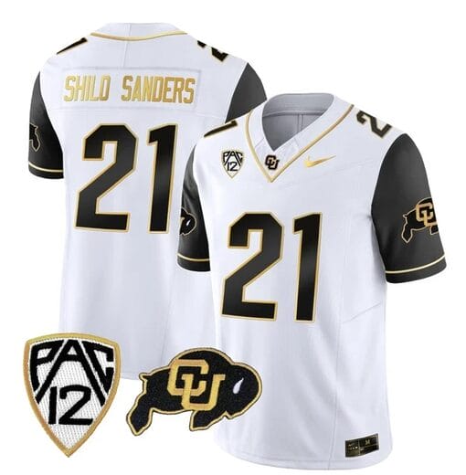 Colorado Buffaloes Coach Pride Jersey #21 Vapor Gold Limited All Stitched Black Sleeves